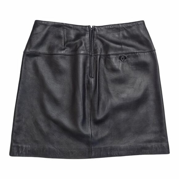 VALERIE STEVENS Vintage Black Leather Mini Skirt Plus Sz 16 A-line Dressy Career - Picture 7 of 9